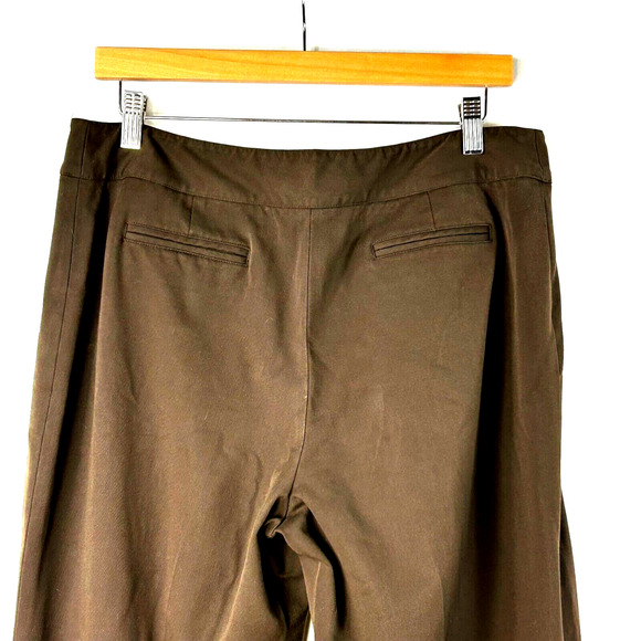 Nine West Pants Womens 12 Brown Straight Leg Button Fly Mid Rise Pull On - Picture 6 of 9